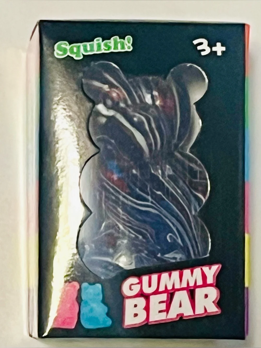 Gummy Bear Kids Squishy Toy - Blue with Red & White Stripes